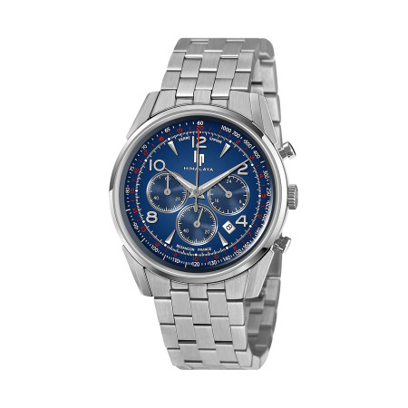 MONTRE LIP HIMALAYA 40 CHRONO CADRAN BLEU BRACELET METAL