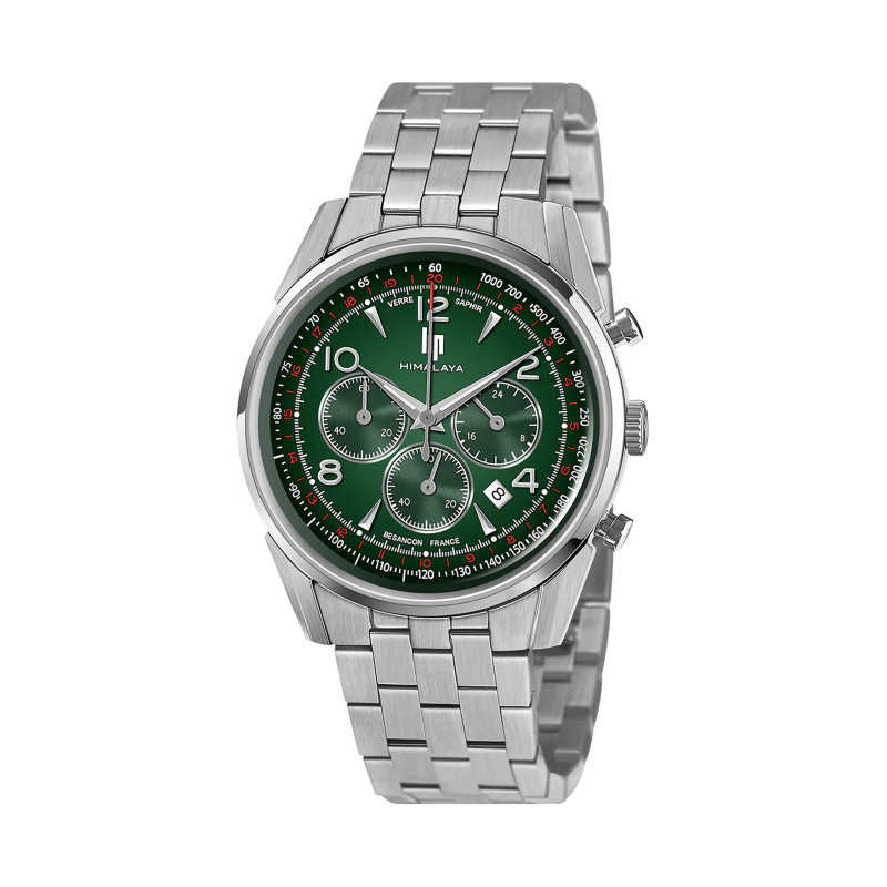 MONTRE LIP HIMALAYA 40 CHRONO CADRAN VERT BRACELET METAL