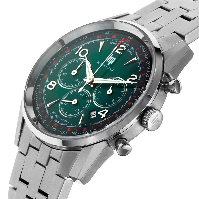 MONTRE LIP HIMALAYA 40 CHRONO CADRAN VERT BRACELET METAL