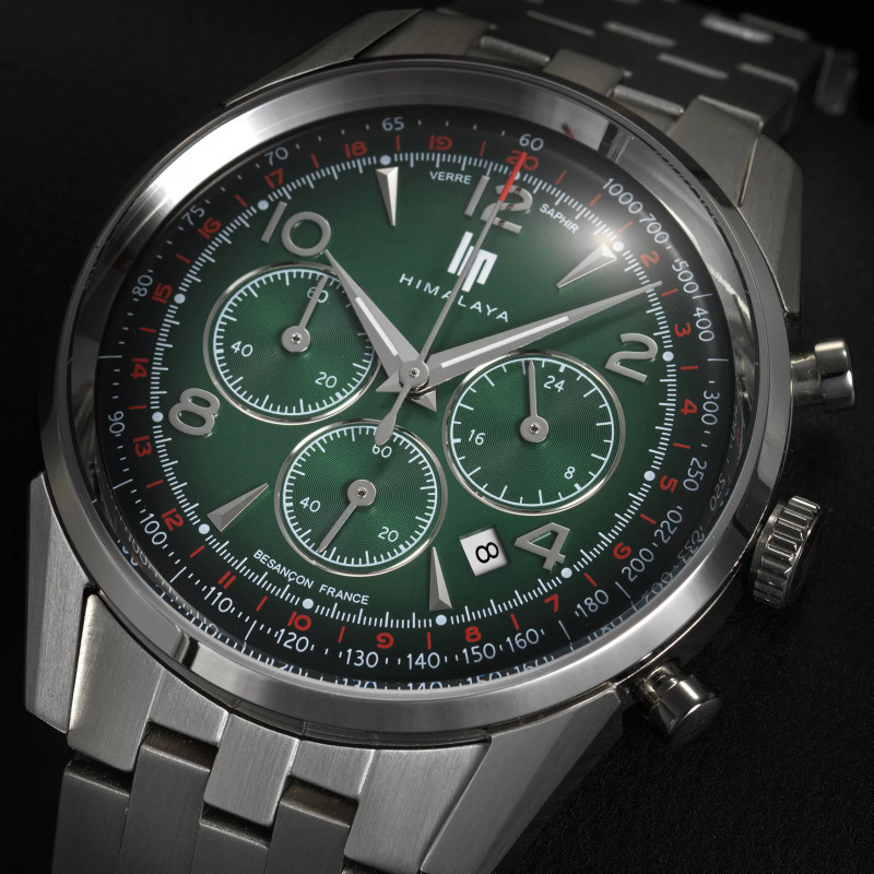 MONTRE LIP HIMALAYA 40 CHRONO CADRAN VERT BRACELET METAL