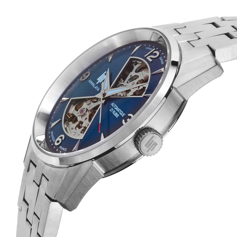 MONTRE LIP HIMALAYA SABLIER ACIER CADRAN BLEU BRACELET METAL