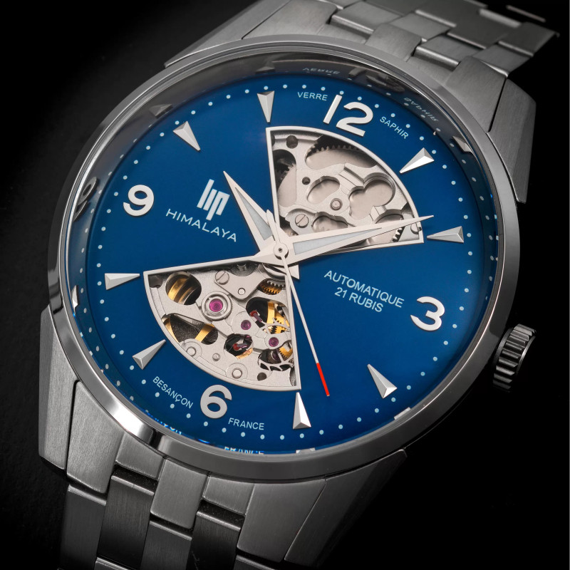 MONTRE LIP HIMALAYA SABLIER ACIER CADRAN BLEU BRACELET METAL