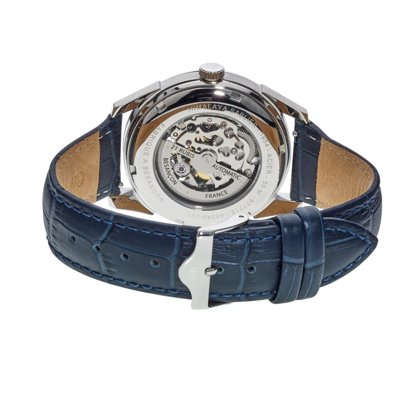 MONTRE LIP HIMALAYA 40 SABLIER ACIER CADRAN BLANC CUIR BLEU