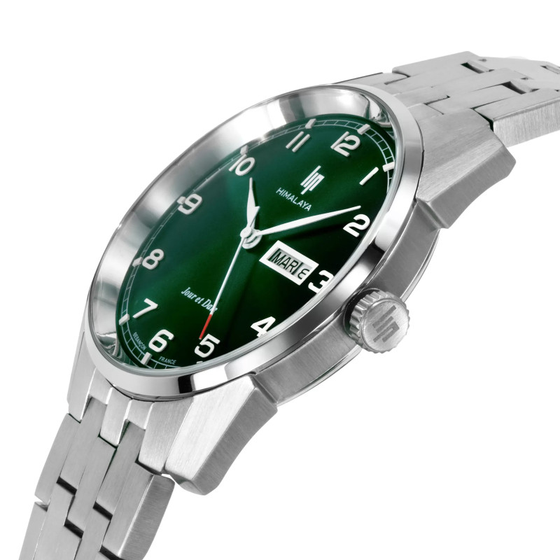 MONTRE LIP HIMALAYA 40 ACIER CADRAN VERT JOUR DATE METAL