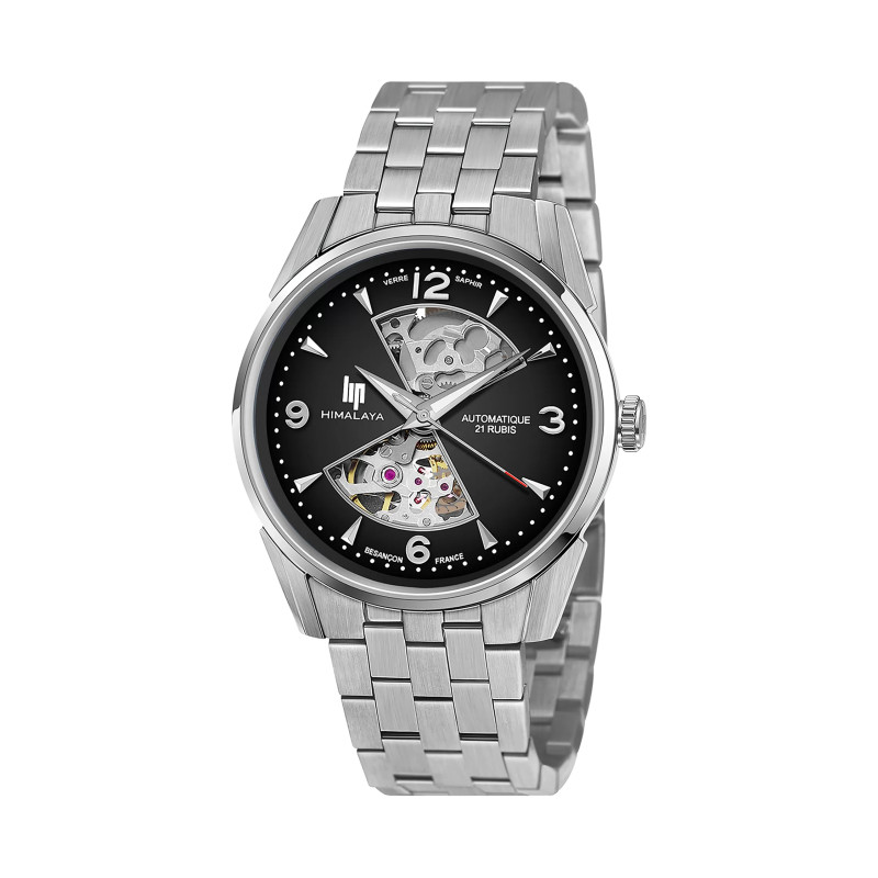 MONTRE LIP HIMALAYA 40 SABLIER CADRAN NOIR BRACELET METAL