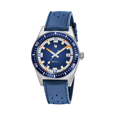 MONTRE LIP NAUTIC3 PLONGEE CADRAN BLEU CAOUTCHOUC BLEU