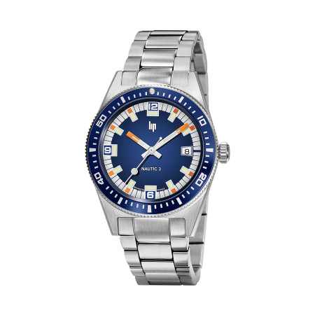 MONTRE LIP NAUTIC3 PLONGEE ACIER CADRAN BLEU BRACELET METAL