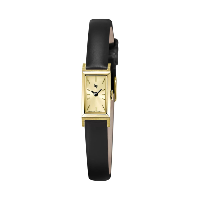 MONTRE LIP CHURCHILL T13 DOREE CADRAN DORE CUIR NOIR