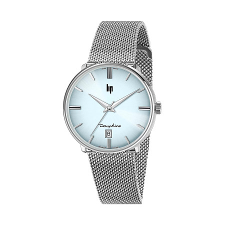 MONTRE LIP DAUPHINE 38 ACIER CADRAN BLEU BRACELET METAL