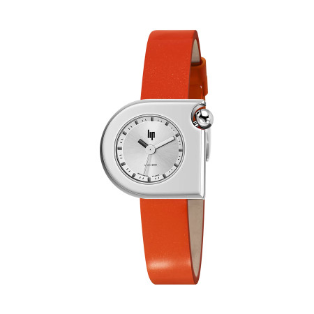 MONTRE LIP MACH2000 MINI MOON ACIER CUIR ORANGE