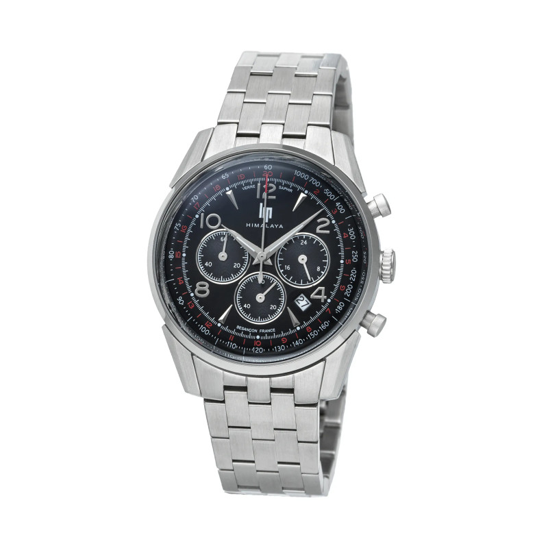 MONTRE LIP HIMALAYA 40 CHRONO CADRAN NOIR BRACELET METAL