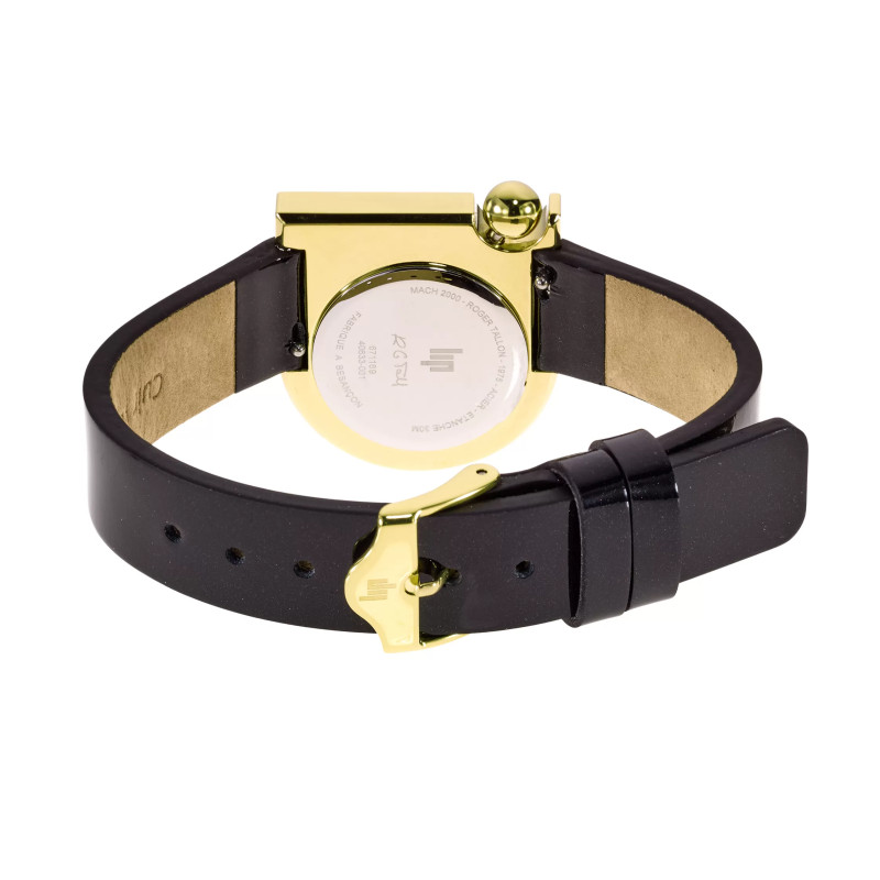 MONTRE LIP MACH2000 MINI MOON DOREE BRACELET CUIR NOIR