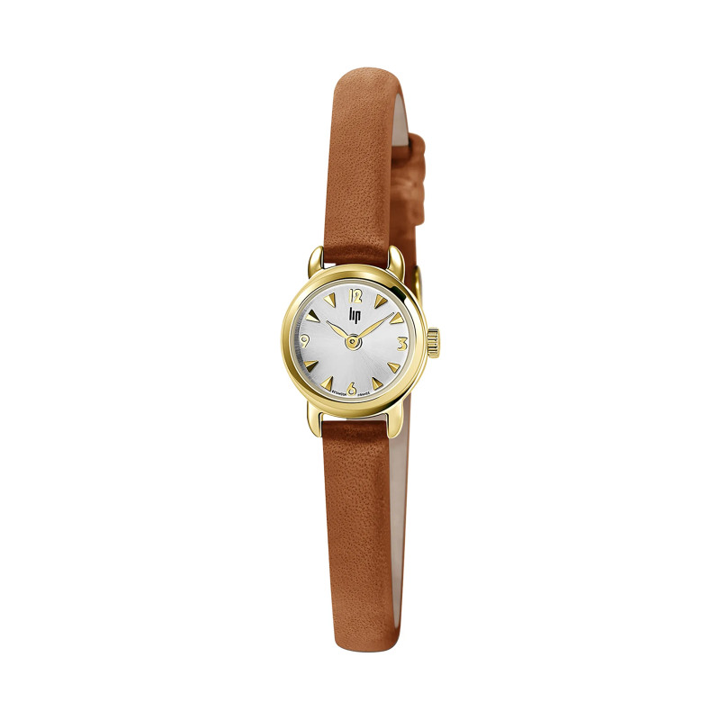 MONTRE LIP HENRIETTE DOREE CUIR MARRON