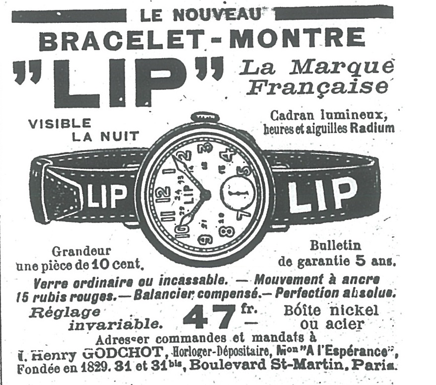 Publicité ancienne 1917 Montres Lip